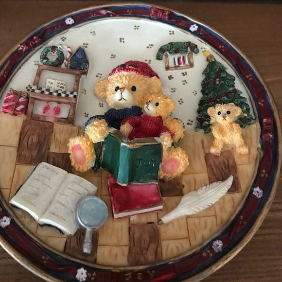 Rare VTG 1970’s Hand Painted 3D Teddy Bear Plate - Picture 10 of 12